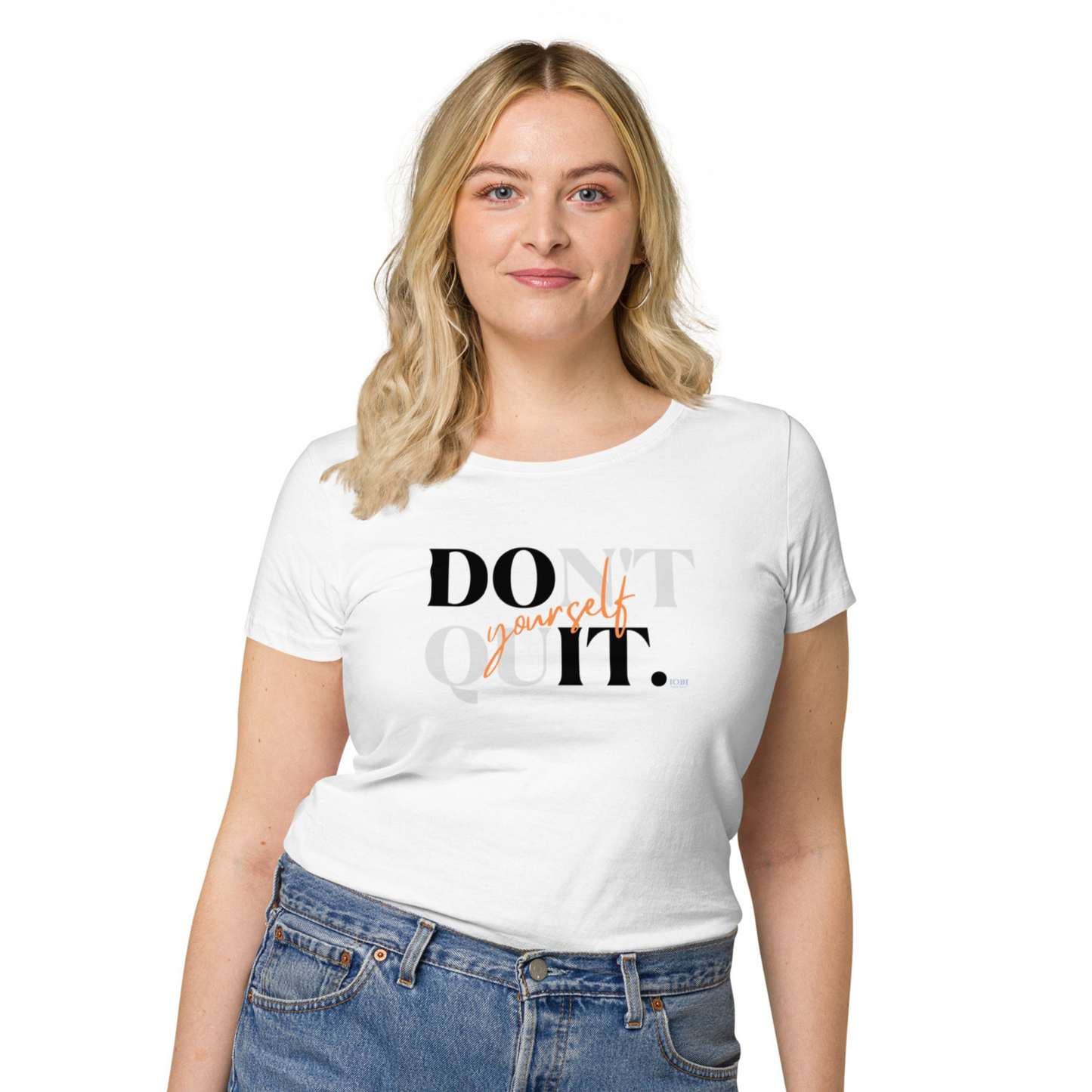 Women’s Basic Organic Eco-Friendly T-Shirt Soft Scoop Neck Do It Yourself Design by IOBI Original Apparel