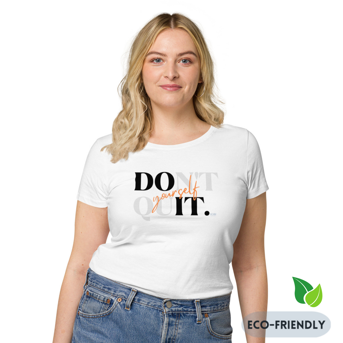 Women’s Basic Organic Eco-Friendly T-Shirt Soft Scoop Neck Do It Yourself Design by IOBI Original Apparel