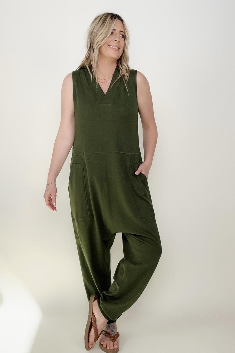 Zenana Solid Sleeveless Harem Jumpsuit