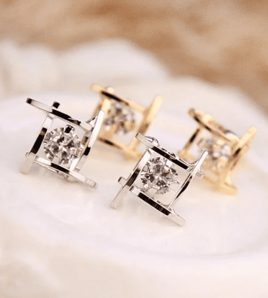 Captured Crystals Square Earrings