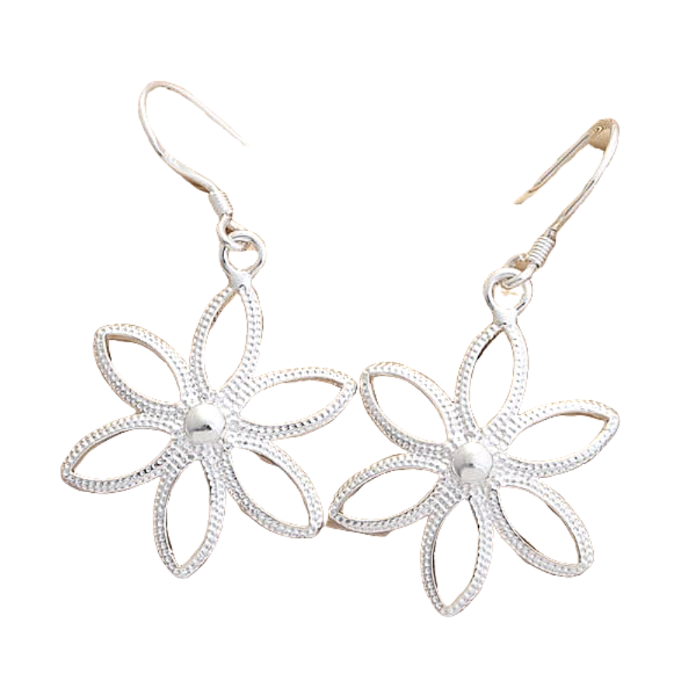 Star Flower Light Silver Earrings For Woman