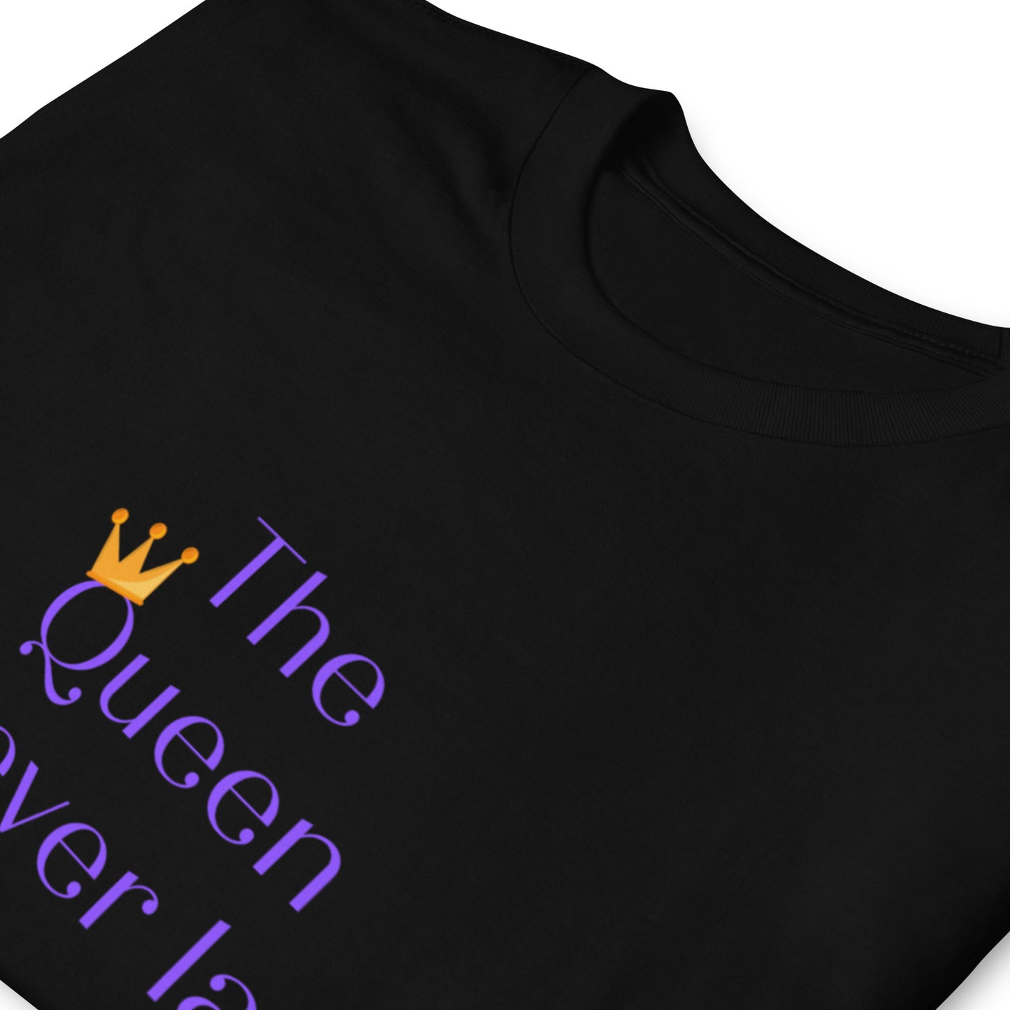 Short-Sleeve Women Soft T-Shirt The Queen Is Never Late Design by IOBI Original Apparel