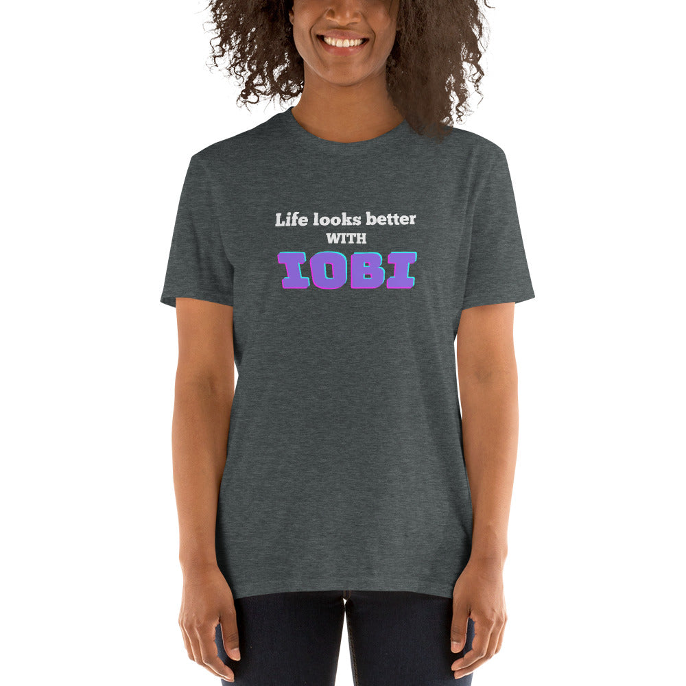 Short-Sleeve Women Soft T-Shirt Life Looks Better With IOBI Design by IOBI Original Apparel