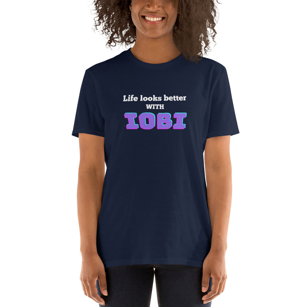 Short-Sleeve Women Soft T-Shirt Life Looks Better With IOBI Design by IOBI Original Apparel