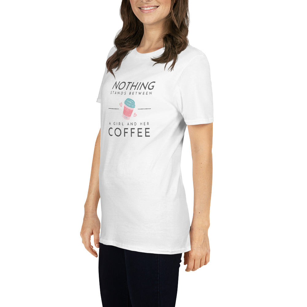 Short-Sleeve Women Soft T-Shirt A Girl and Her Coffee Design by IOBI Original Apparel