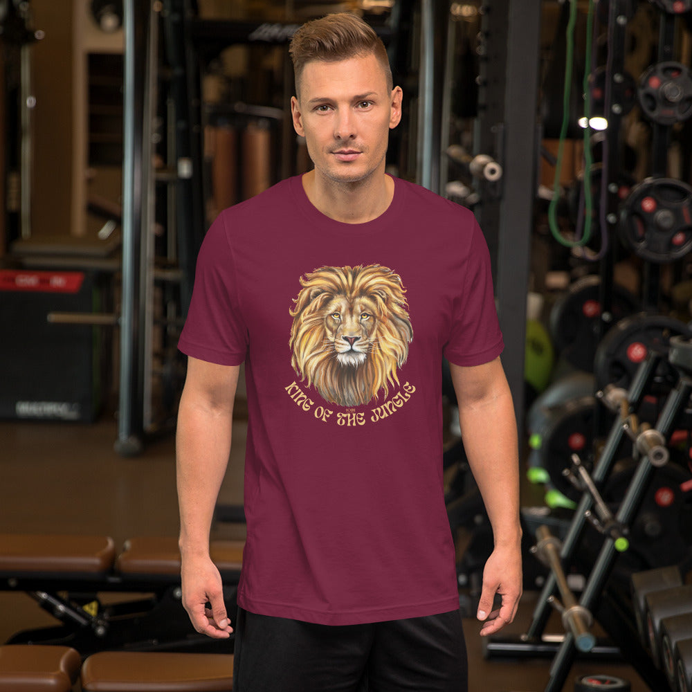 Men's Short-Sleeve Soft T-Shirt King Of The Jungle Lion Design by IOBI Original Apparel
