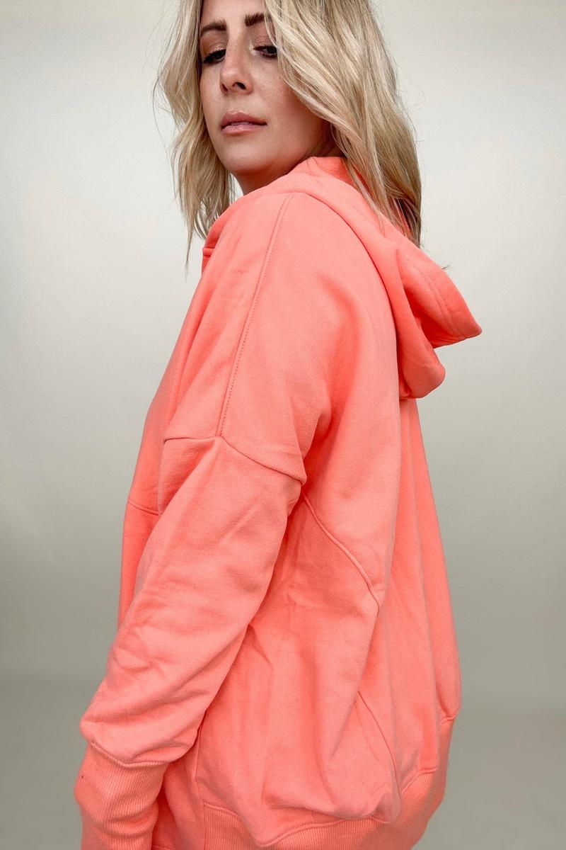 Batwing Sleeve Buttoned Hoodie with Pockets