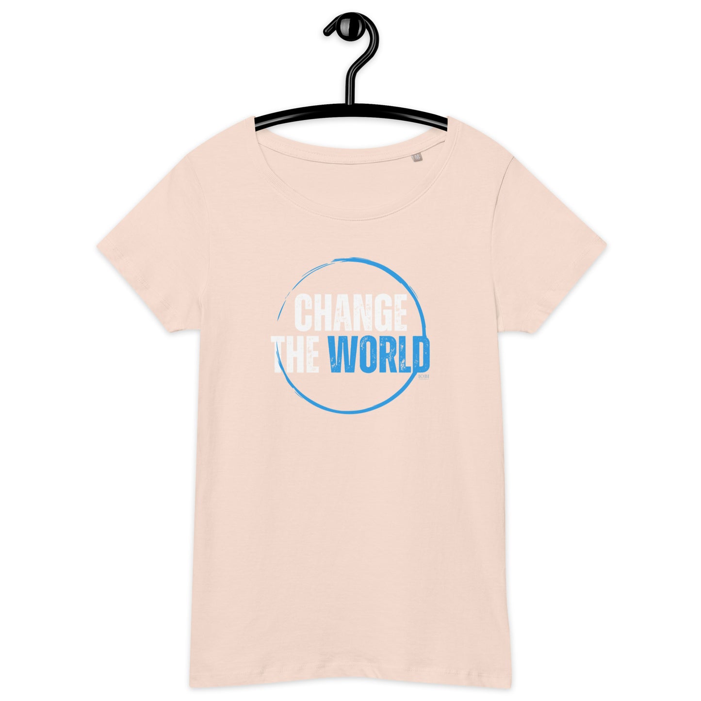 Women’s Basic Organic Eco-Friendly T-Shirt Soft Scoop Neck Change The World Design by IOBI Original Apparel