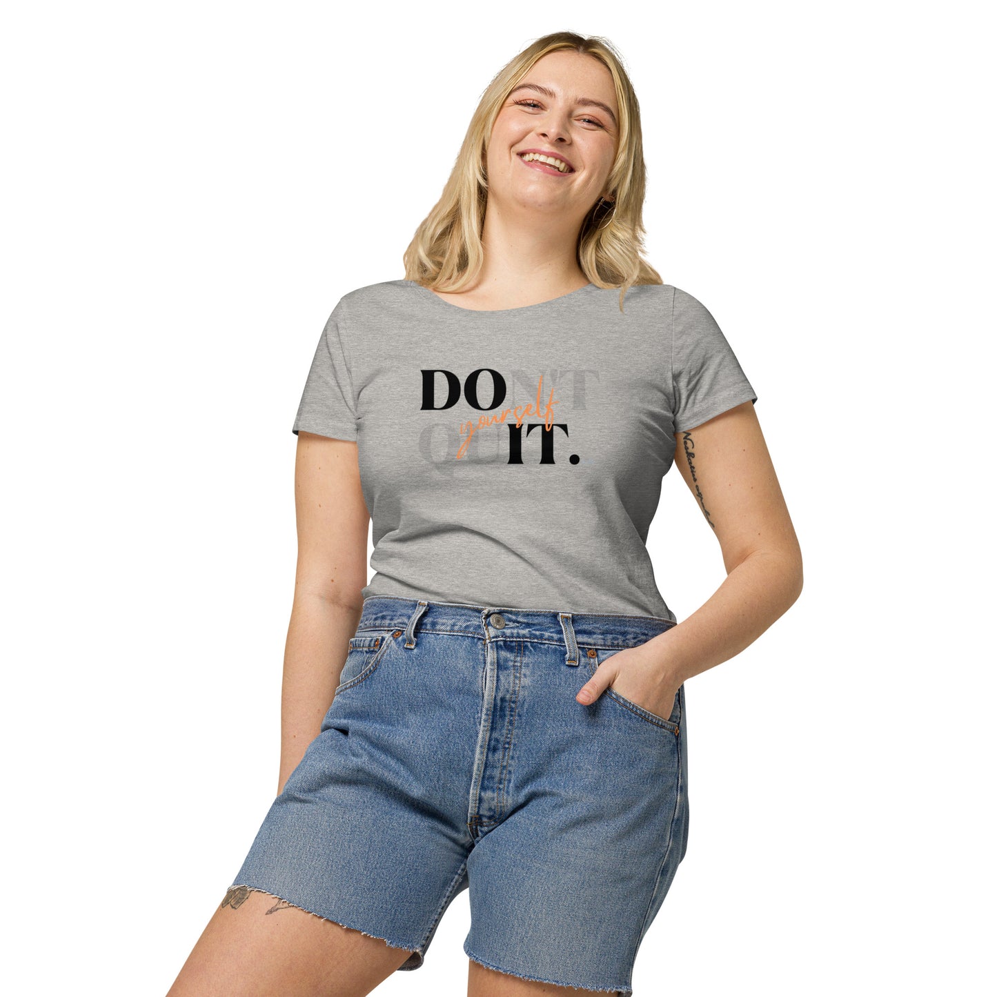 Women’s Basic Organic Eco-Friendly T-Shirt Soft Scoop Neck Do It Yourself Design by IOBI Original Apparel