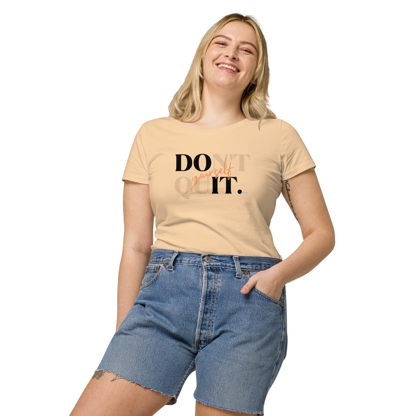 Women’s Basic Organic Eco-Friendly T-Shirt Soft Scoop Neck Do It Yourself Design by IOBI Original Apparel