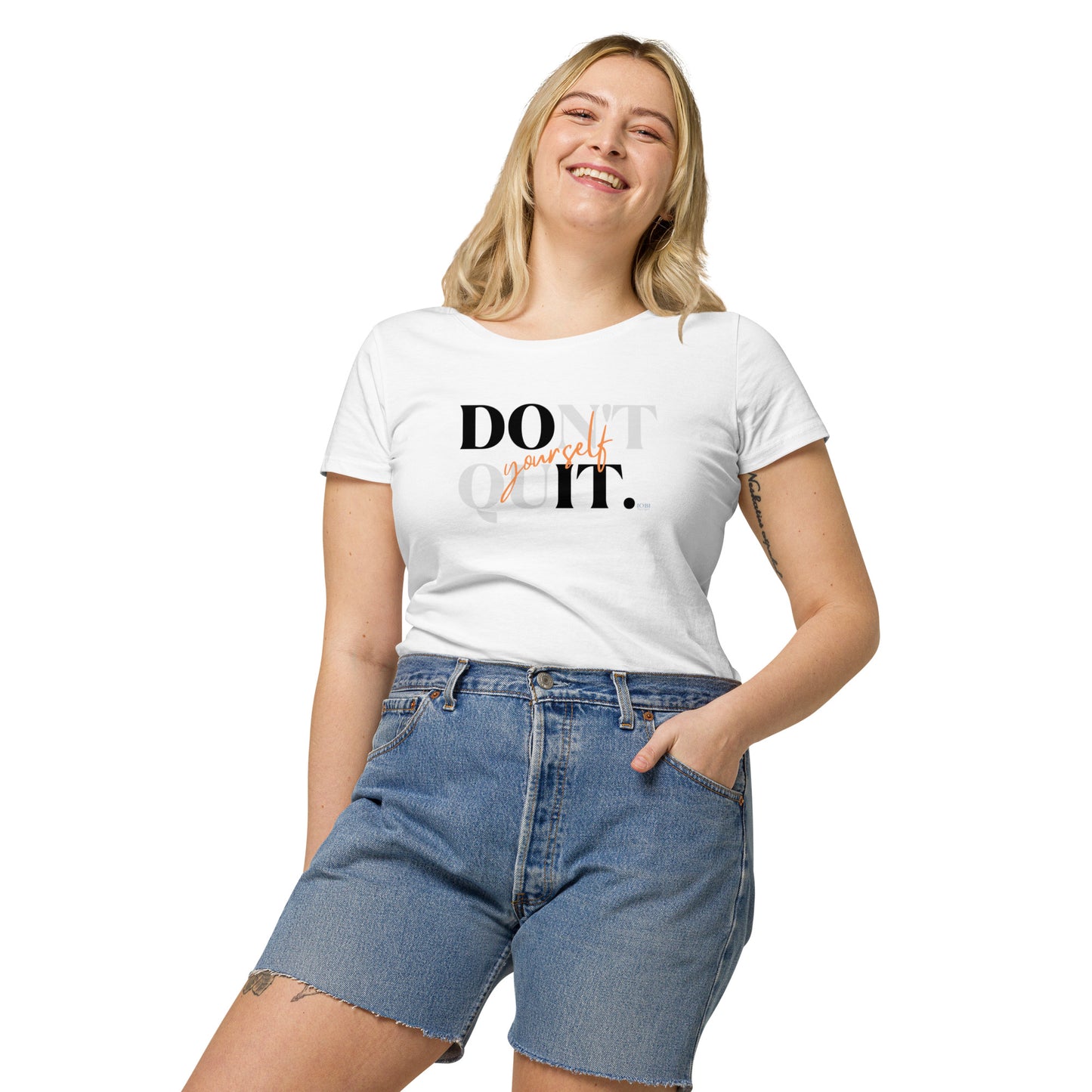 Women’s Basic Organic Eco-Friendly T-Shirt Soft Scoop Neck Do It Yourself Design by IOBI Original Apparel