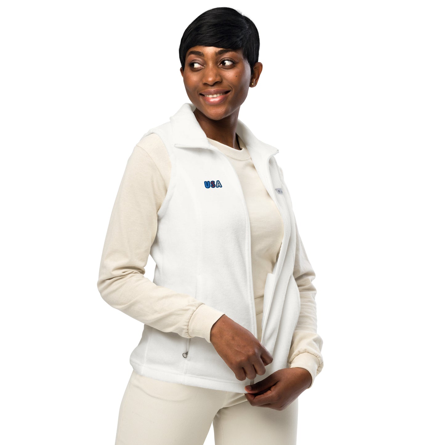 Women’s Columbia Fleece Vest With Pockets Premium Quality Embroidery USA