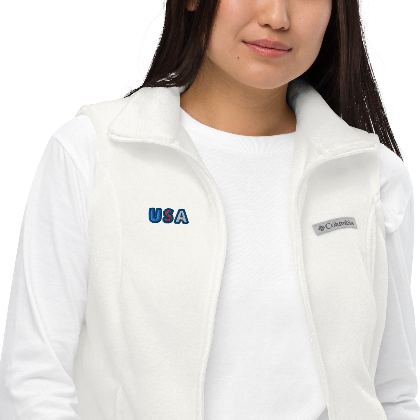 Women’s Columbia Fleece Vest With Pockets Premium Quality Embroidery USA