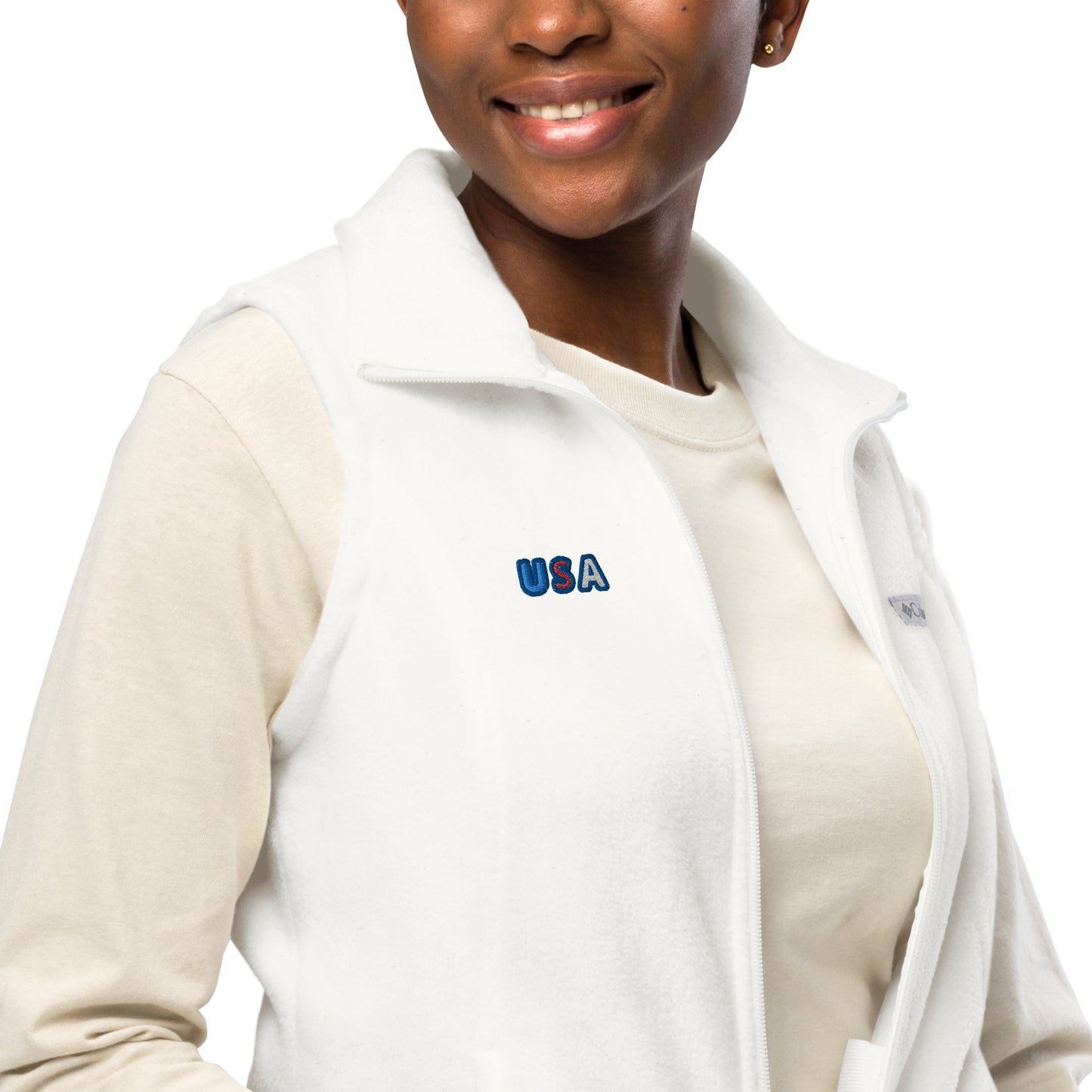 Women’s Columbia Fleece Vest With Pockets Premium Quality Embroidery USA