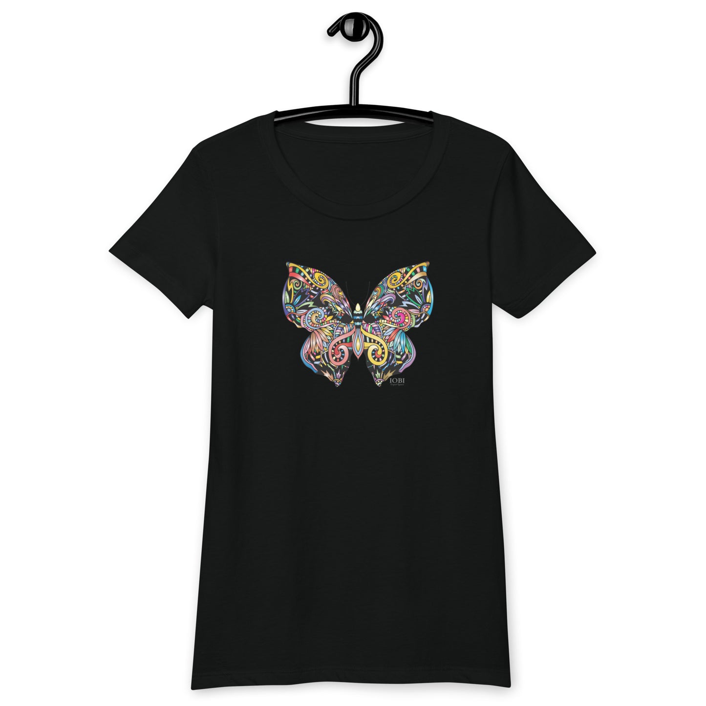 Women’s Fitted T-Shirt Super Soft & Stretchy Slim Fit Next Level Magical Butterfly Design by IOBI Original Apparel