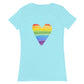 Women’s Fitted T-Shirt Super Soft & Stretchy Slim Fit Next Level Rainbow Heart Design by IOBI Original Apparel