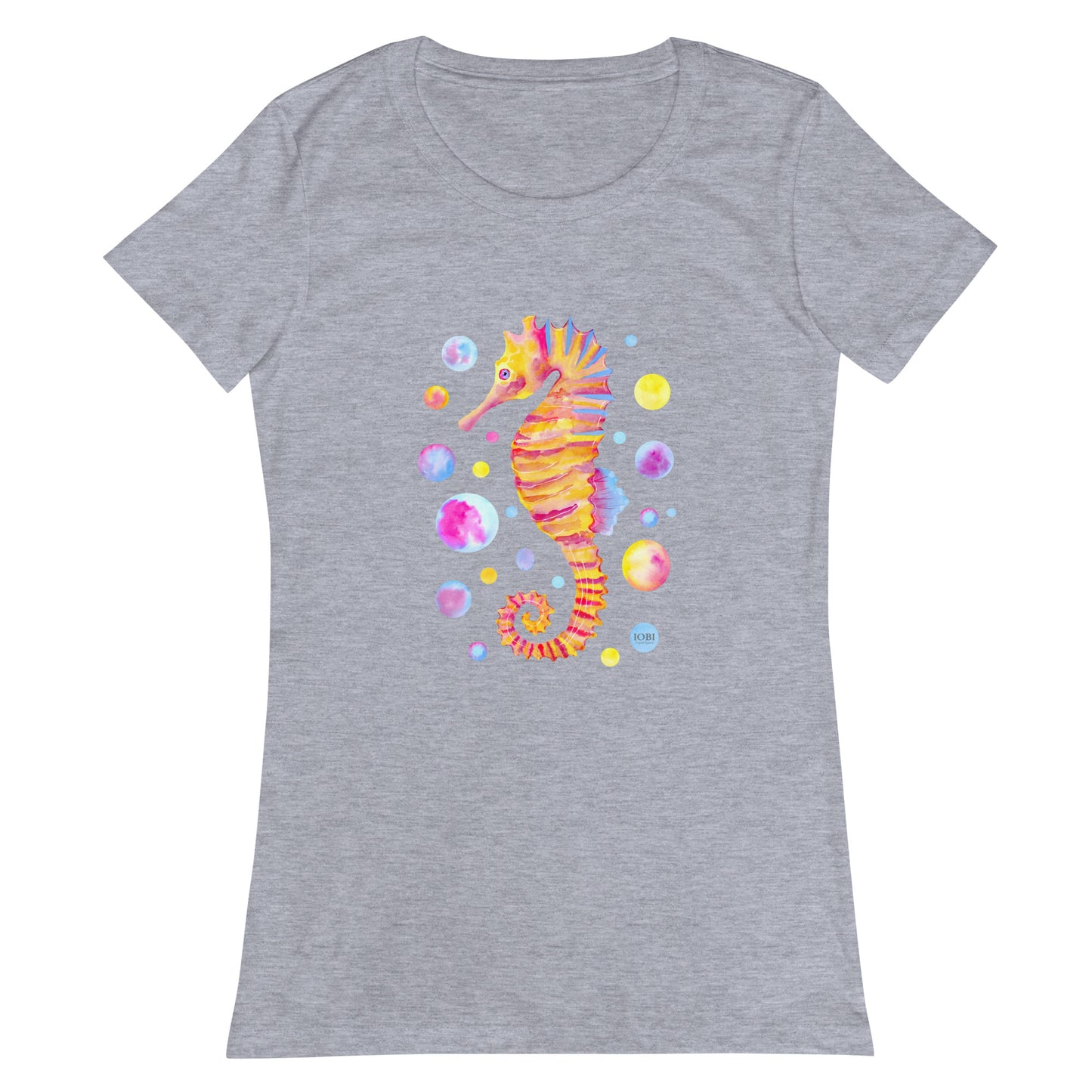 Women’s Fitted T-Shirt Super Soft & Stretchy Slim Fit Next Level Magical Sea Horse Design by IOBI Original Apparel