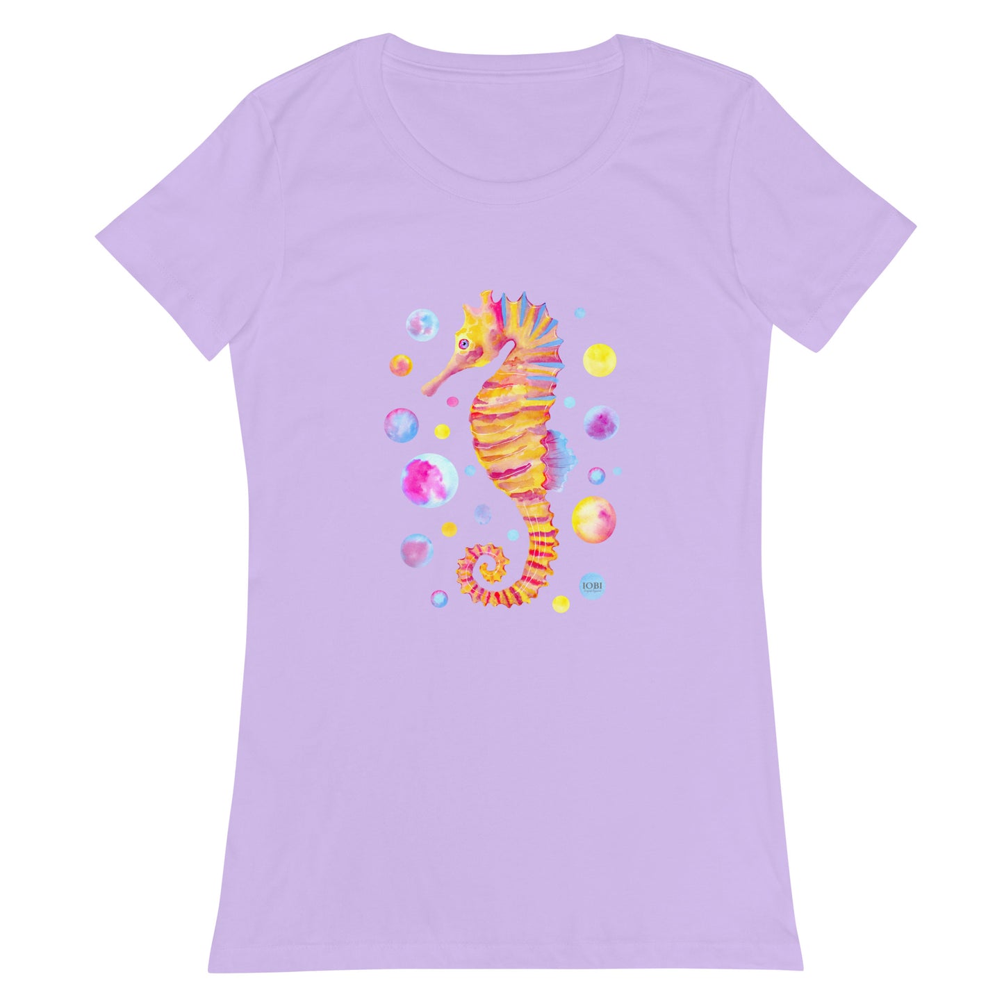 Women’s Fitted T-Shirt Super Soft & Stretchy Slim Fit Next Level Magical Sea Horse Design by IOBI Original Apparel