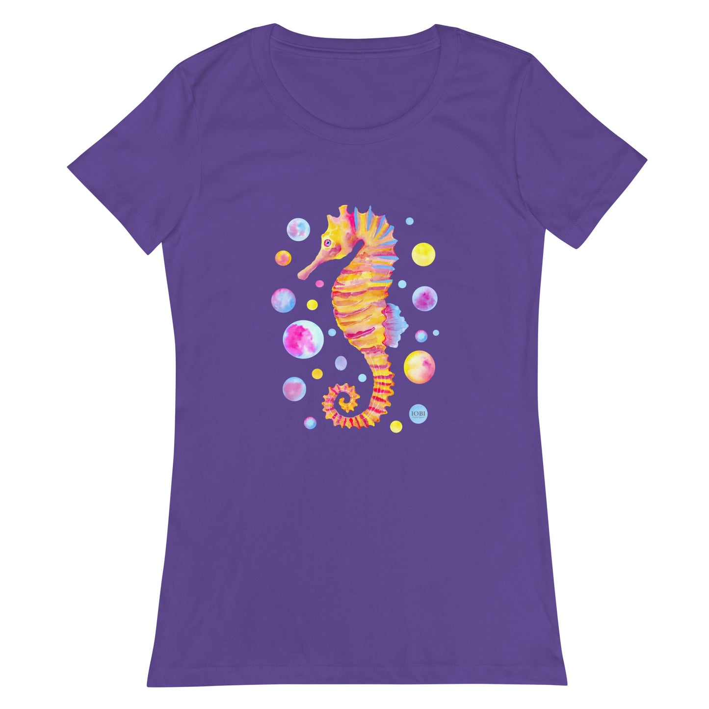 Women’s Fitted T-Shirt Super Soft & Stretchy Slim Fit Next Level Magical Sea Horse Design by IOBI Original Apparel