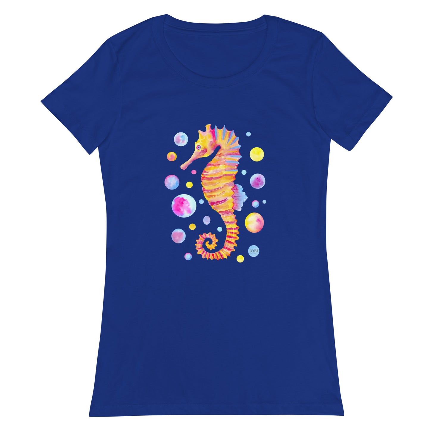 Women’s Fitted T-Shirt Super Soft & Stretchy Slim Fit Next Level Magical Sea Horse Design by IOBI Original Apparel