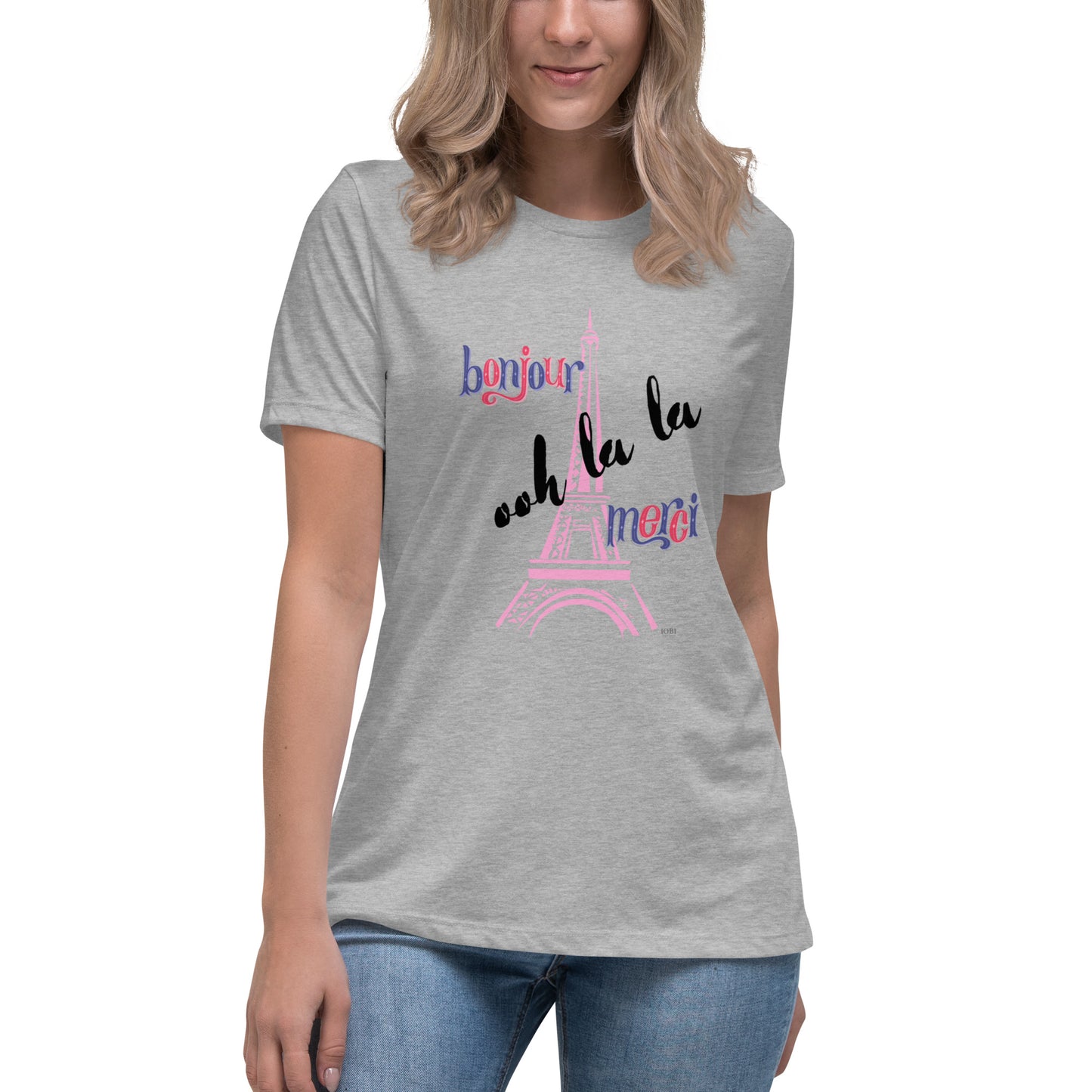 Women's Relaxed Soft & Smooth Premium Quality T-Shirt Eiffel Tower France Design by IOBI Original Apparel