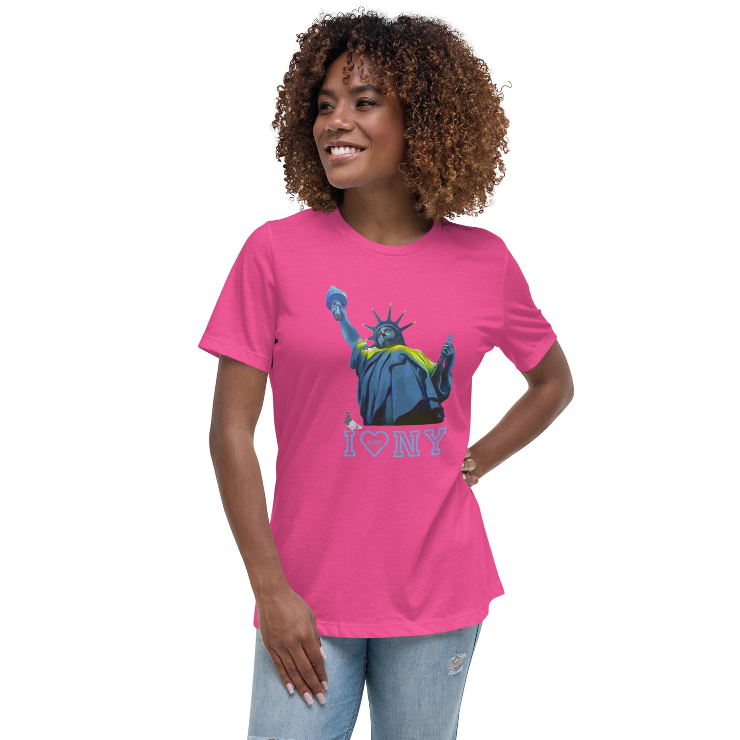 Women's Relaxed Soft & Smooth Premium Quality T-Shirt I Love New York Design by IOBI Original Apparel