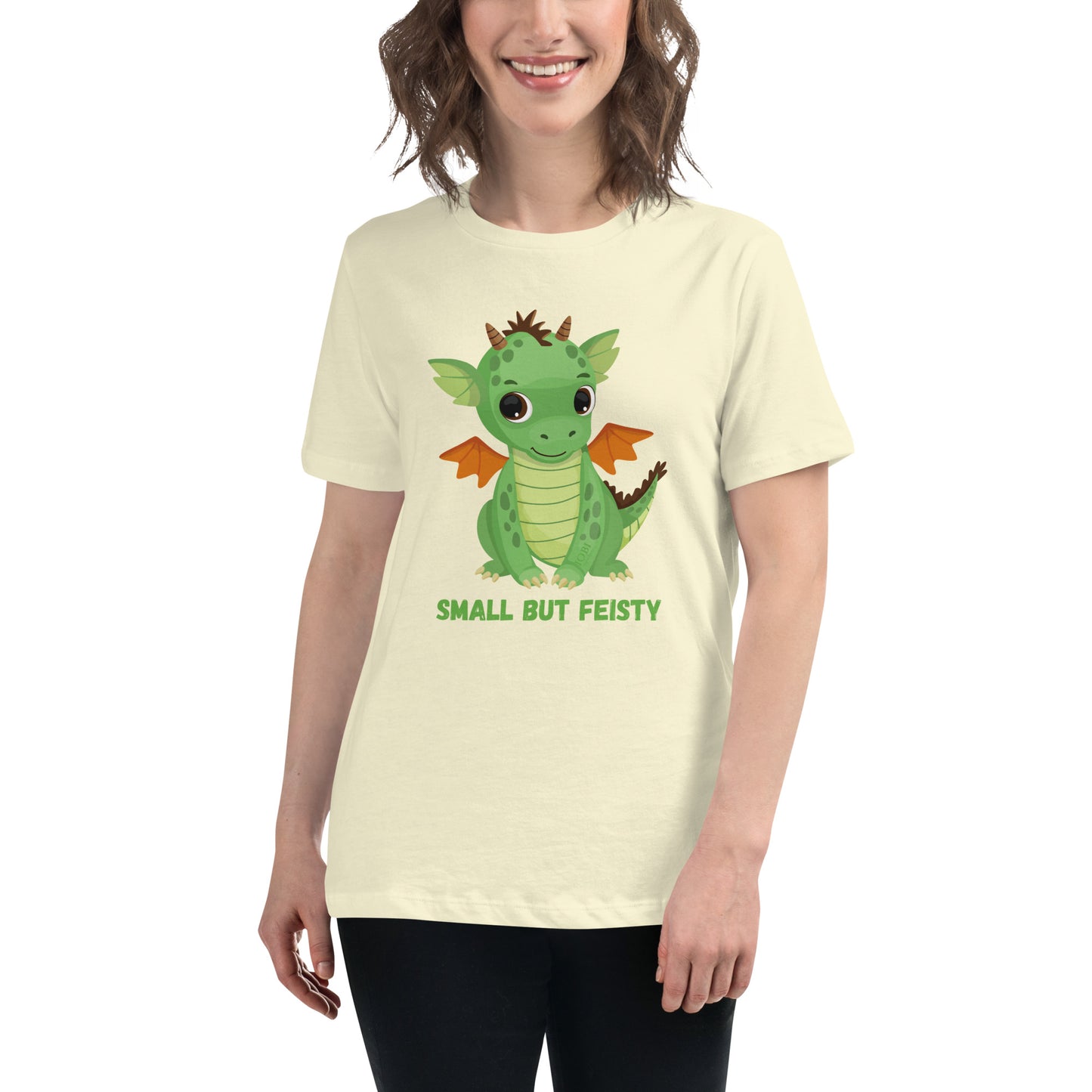 Women's Relaxed Soft & Smooth Premium Quality T-Shirt Small But Feisty Dragon Design by IOBI Original Apparel