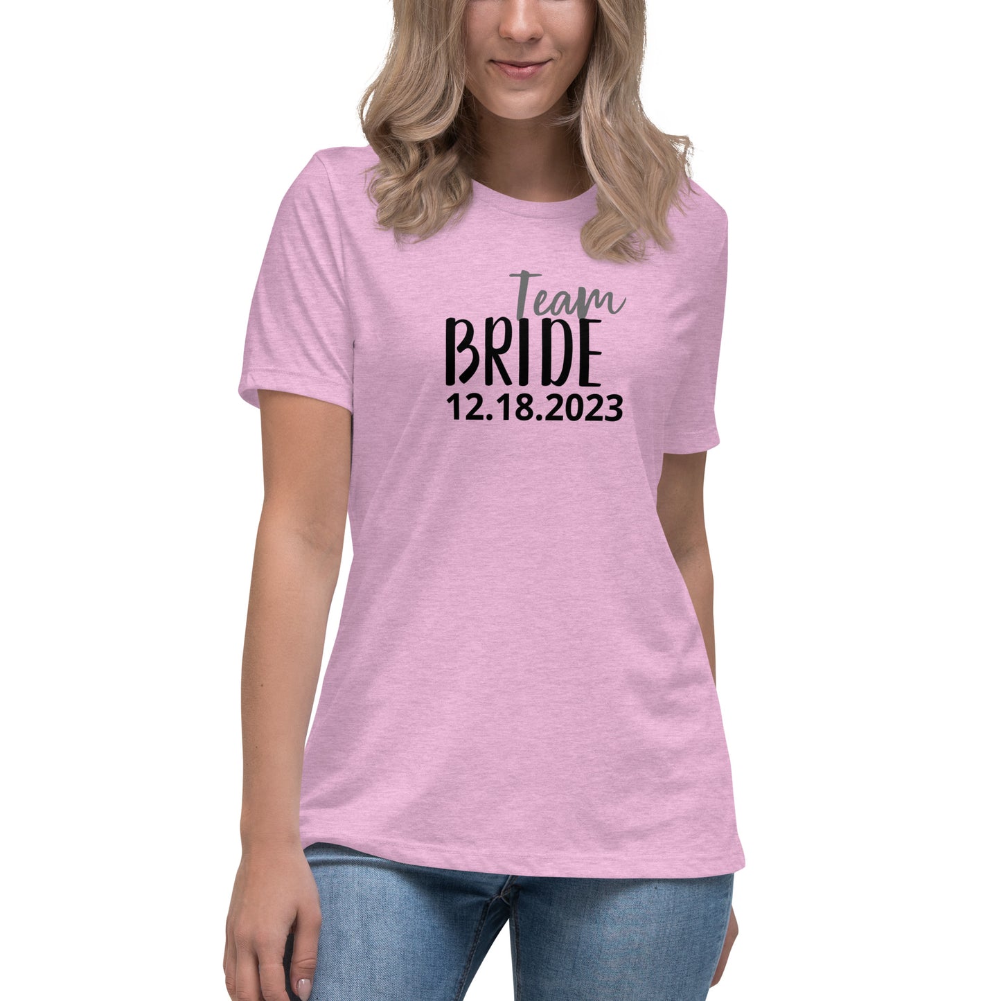 Women's Relaxed Soft & Smooth Premium Quality T-Shirt Personalize Customize Bride Bridesmaids Wedding or Bachelorette Party Design by IOBI Original Apparel