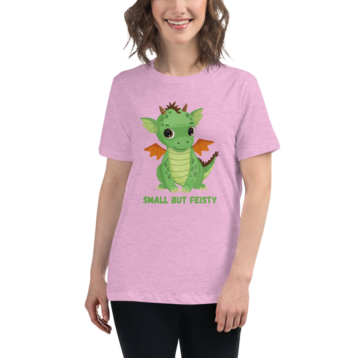 Women's Relaxed Soft & Smooth Premium Quality T-Shirt Small But Feisty Dragon Design by IOBI Original Apparel