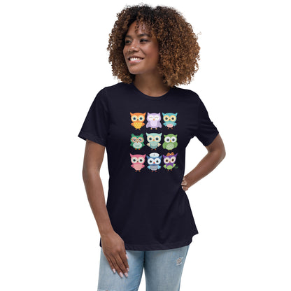 Women's Relaxed Soft & Smooth Premium Quality T-Shirt Baby Owls Design by IOBI Original Apparel