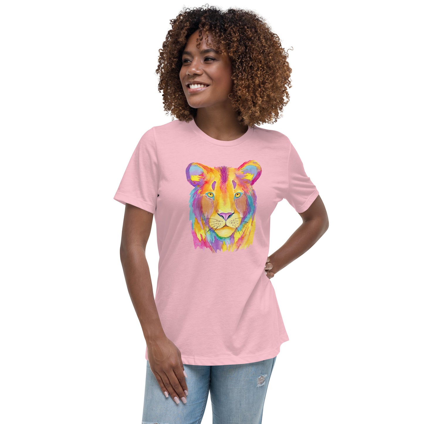 Women's Relaxed Soft & Smooth Premium Quality T-Shirt Colorful Tiger Design by IOBI Original Apparel