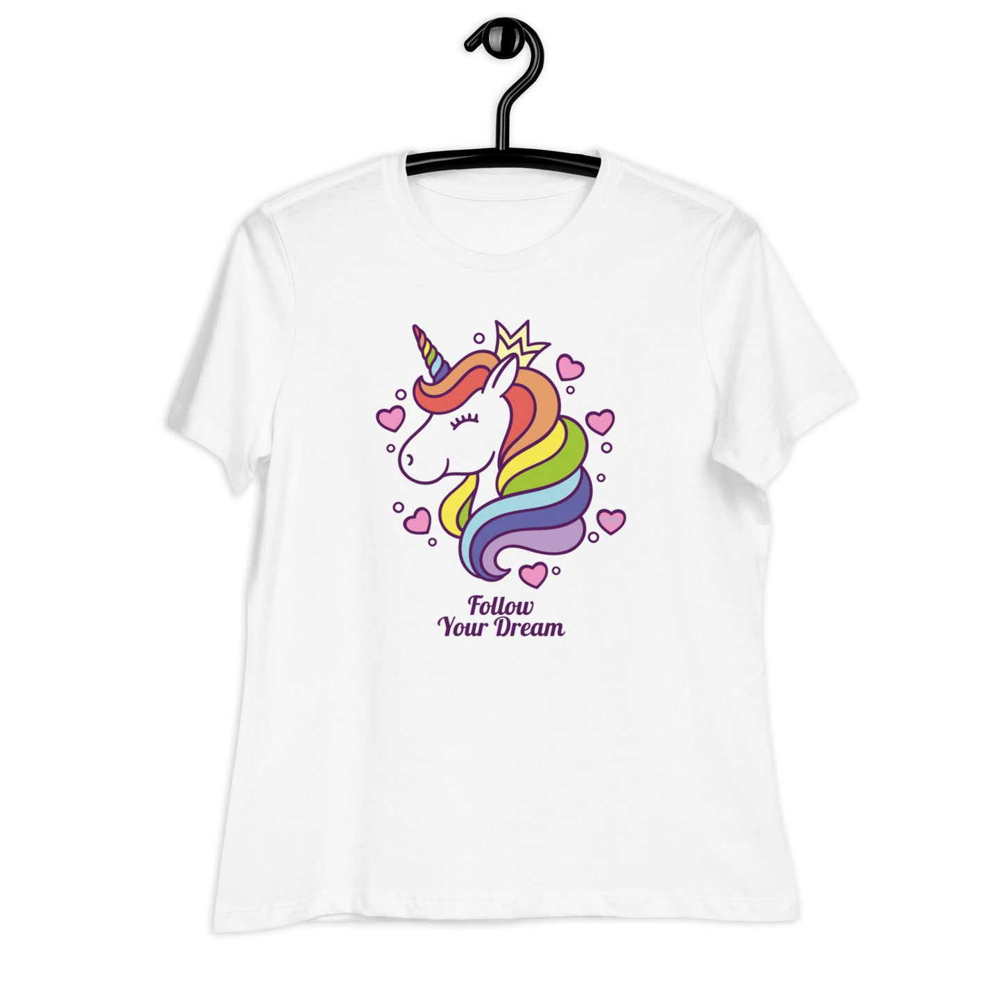 Women's Relaxed Soft & Smooth Premium Quality T-Shirt Follow Your Dream Unicorn Design by IOBI Original Apparel