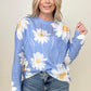 Davi & Dani Daisy Print Crew Neck Loose Knit Top